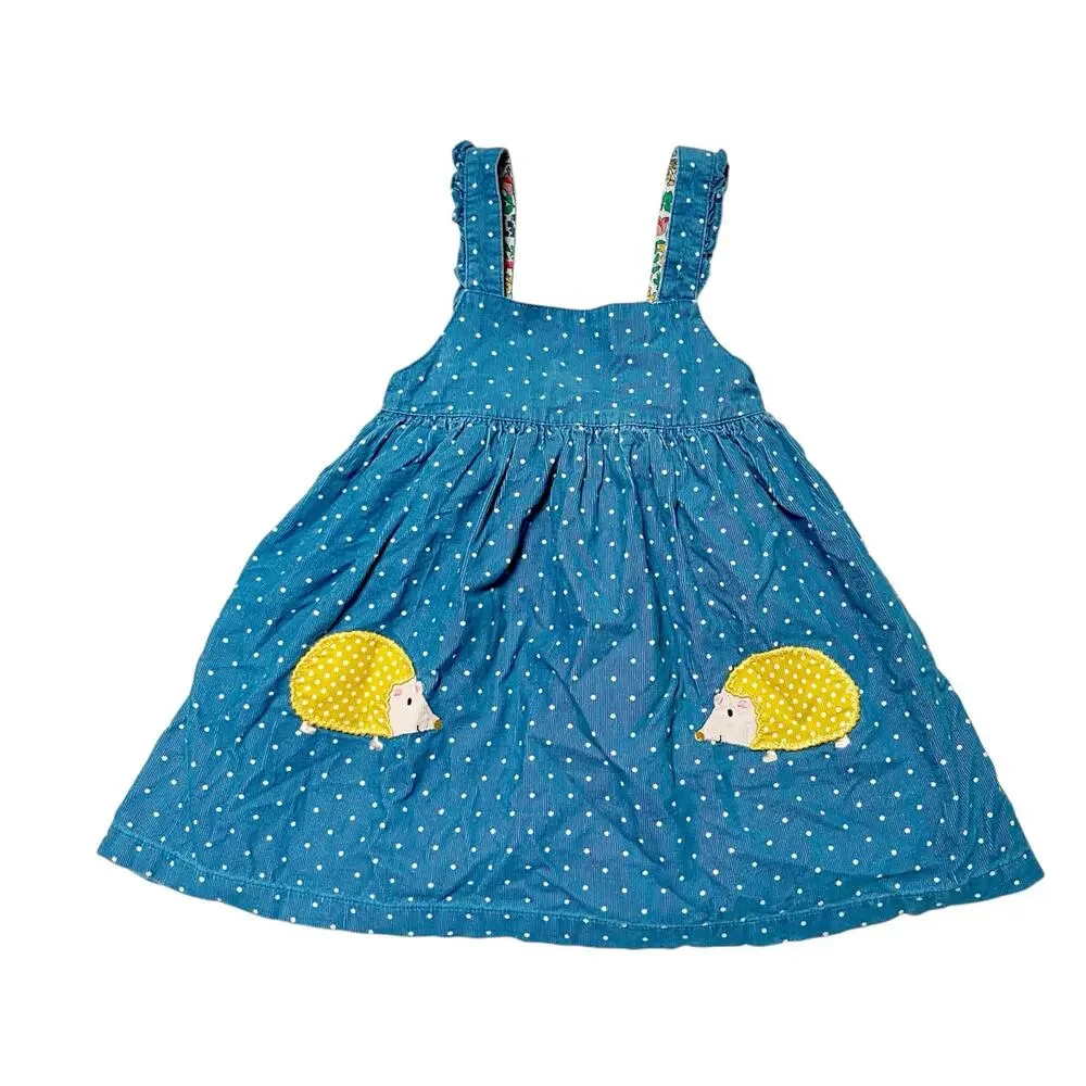 Baby Boden Hedgehog Pinnie Corduroy Dress Size 2/3